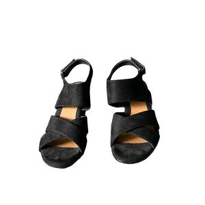 Black Velvet Strappy Block Heels